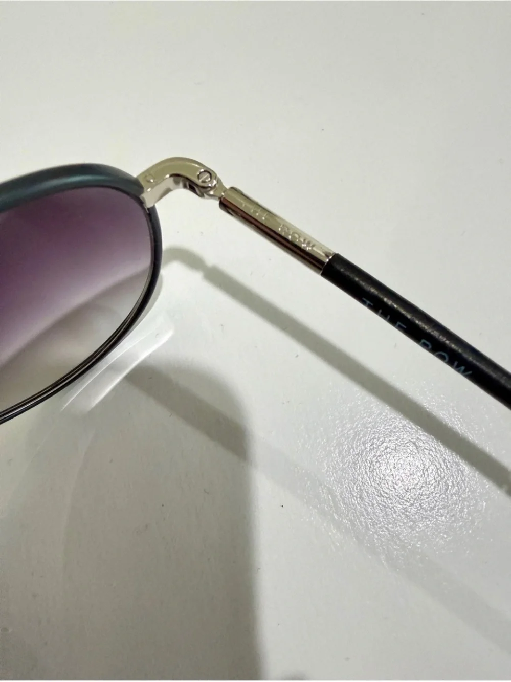NWT The Row x Linda Farrow Leather Aviator Sunglasses Full Boutique Set
